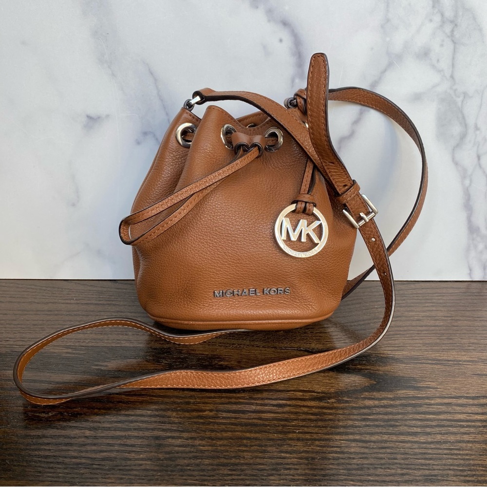 Michael Kors Leather Bucket Crossbody Bag
